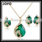 Fashion Multicolor Optional Austria Crystal Water drop Leaves Earrings Necklace Ring Jewelry Sets Classic Jewelry Sets