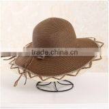 QXSH0014C Summer Rope Wide Brim Fedora Straw Hat Lace Beach Hat thumbnail-4