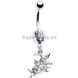 Clear Gem Moon Fairy Belly Button Ring thumbnail-1