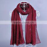 Top Popular Pure Color Diamond Women Scarf Voile Scarves 180*90 Pashmina Muslim thumbnail-1