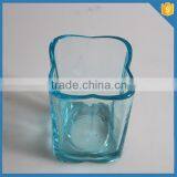 Best Price Blue Square Votive Glass Candle Holder