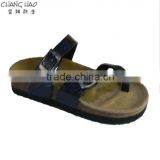 2016 Women Cork Slipper New Design Navy Bule PU With Hasps Cheap Simple Fashion Cork Slipper