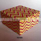 Wooden Box Painted Red & Yellow Waves thumbnail-1