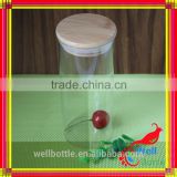 Double wall glass storage jar for glass spice jar with lid for glass jar with bamboo lid