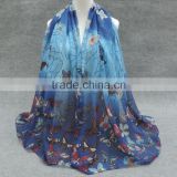 Fashion Scarf Women Printed Butterfly Shawls Accessories