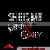 Custom She Is My One and Only Rhinestone Motif For Couple Matching Tshirts thumbnail-1