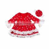 Christma Set Quality Baby Autumn Clothes Sets , Girls Boutique Dresses Outfits Plain Color Ruffle Style Long Sleeve Tops +Pants