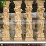 High Quality Hand Carved Roman Yellow Marble Pillar