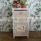 Modern Practical Tall White Wooden Cabinet With 2 Drawer thumbnail-1