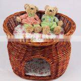 Cheap Luxury Round House Rattan Cat House With Cotton Mat thumbnail-2