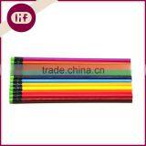 Standard Size Colorful Wooden HB Pencil With Green Eraser, HB Pencil With Eraser Topper, HB Pine Pencil With Eraser