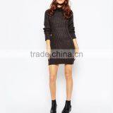Factory Price High Neck Jumper Dress Women Sweater Knitwear With Long Sleeves thumbnail-2