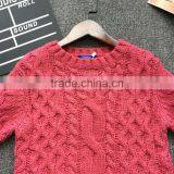 Watermelon Red Color Round Collar Girls Clothing Cashmere Sweater thumbnail-3
