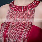 MGOO High Quality Satin Halter Long Dresses Diamond Split Leg Floor Length Pattern Plain Sexy Prom Dress 2072 thumbnail-5