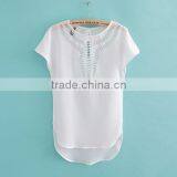 2015 Stylish Lady Women's Casual Front Hollow Out O-neck Batwing Sleeve Chiffon Blouse EU000031 thumbnail-5