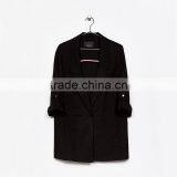 Career Ladies Medium Length Loose Fit Solid Linen Spring Blazers Womens thumbnail-6