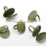 Antique Bronze Oval Pattern Photo Frame Locket Rings Ring Setting thumbnail-3