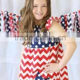 Red Blue Chevron Kids 4th of July Boutique Short Sets