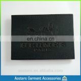 custom high quality laser cut black thin embossed leather label for Handbags