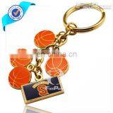 Customized Metal Basketball Sport Key Charm/Key Chain in Gold Finishing thumbnail-1