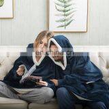 Wholesale Custom Comfy Men Women Ultra-plush Warm Durable Breathable Wearable Sherpa Blanket Hoodie For Winter thumbnail-2