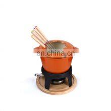 Hot Sale Cookware Enameled Cast Iron Fondue Chocolate Warmer Cheese Fondue Pot Set thumbnail-2