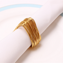 Elegant Triangle Shaped Shiny Gold Napkin Ring Holder For Table Decoration thumbnail-2