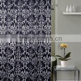 White flower printed polyester shower curtain,100% waterproof