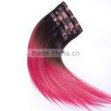 Ombre Colored Lace Full Head Russian Brazilian Indian Remy Human Clip in Hair Extensions thumbnail-1
