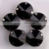 Round shaped glass crystals, gem beads fancy stone with claw metal settings