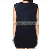 Custom Printed High Neck Sleeveless T Shirt Girls Cotton Singlet Promotional Own Design Tank Tops thumbnail-5