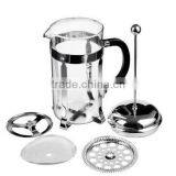 Hot Sell of 1L stainless steel and glass coffee french press