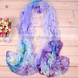2016 Spring New Design Peony Print Long Style Chiffon Scarf for Woman thumbnail-5