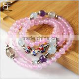 108 6mm Stretch Strand Natural Pink Agate Beads Bracelet Necklace Wrap Bangle Buddhist Meditation Mala Prayer