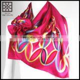 2015 New Design Red Square Printed Silk Scarf thumbnail-4