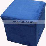Cheaper! Blue Suede Folding Storage Ottoman thumbnail-1