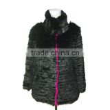 Women rabbit fur coat striped fur coat double face fur coat KZ14095