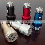 Car Accessory 5V 3.1A Stainless Steel Promotional Dual Usb Car Charger Safety Hammer Car Charger thumbnail-4