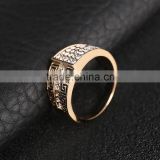 Vintage Wide One side Multirow Channel Crystal Gold Ring Both For Men And Women