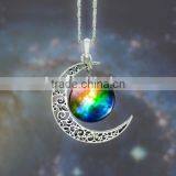 Alloy Moon Time Fashion Pendant Stone Necklace