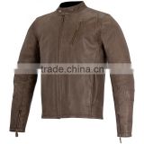 Motorbike leather Jackets/ Style PW-JK-356 ( Color brown with slim fit)