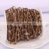 Smoky Quartz Crystal Link Rosary Chain, Fashion Smoky Quartz Chip Beads Wire Wrapped Chain thumbnail-3