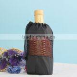 custom made drawstring polyester pouch with round bottle