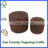 custom mini wooden tea packaging box barrel