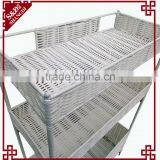 S&D Handicraft 3-layers PE Rattan Palstic White Hanging Storage Rack Shelves thumbnail-2