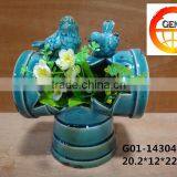 Aqua Blue Small Size Ceramic Flower Vase for Table Decor thumbnail-4