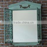 Wooden Frame Opening Window Mirror Antique Blue Shabby Chic Style thumbnail-2