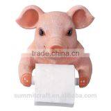 Resin Pink Pig Bust Funny Animal Toilet Paper Holder thumbnail-5