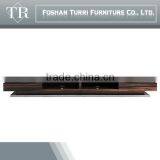 Modern Ebony Veneer MDF Base TV Stand With Natural Travertine Top thumbnail-1