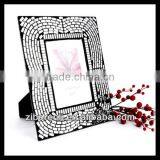 Modern Art Decor Black With Silver Antique Ornate Glass Mosaic Photo Frame Hang for Room thumbnail-3